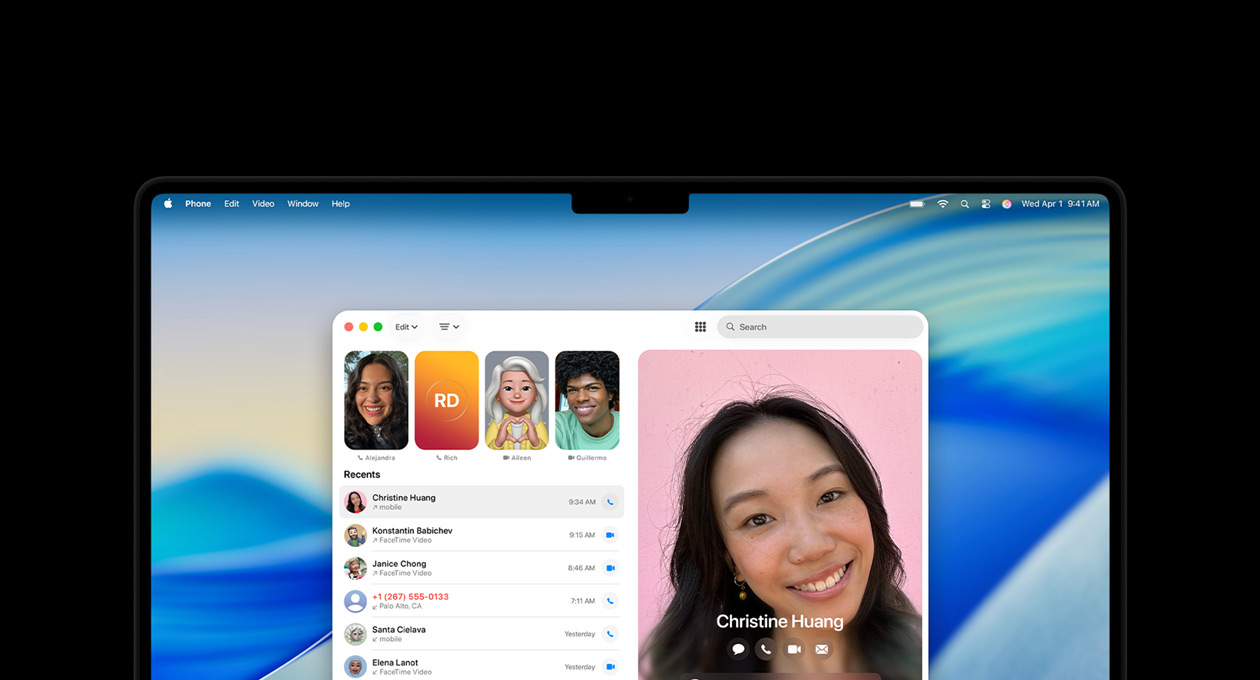 L’écran du MacBook Pro affiche l’app Téléphone