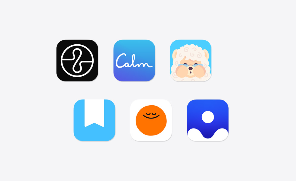 散落排列的各種應用程式圖示，包括 Concepts、Canva、Flow Note Taking、Simply Guitar、VSCO 及 Craft