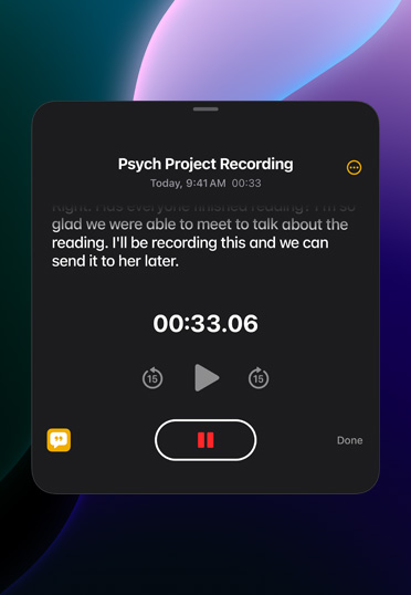 一台 iPad 正在顯示一個錄音應用程式。