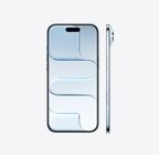 iPhone Air, fra forsiden, i fargen himmelblå, Dynamic Island på midten øverst, fra siden, usedvanlig tynn profil, sideknapp, Kamerakontroll-knapp