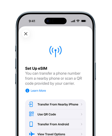 iPhone Air, Vorderseite, Feature Mobilfunk konfigurieren wird verwendet